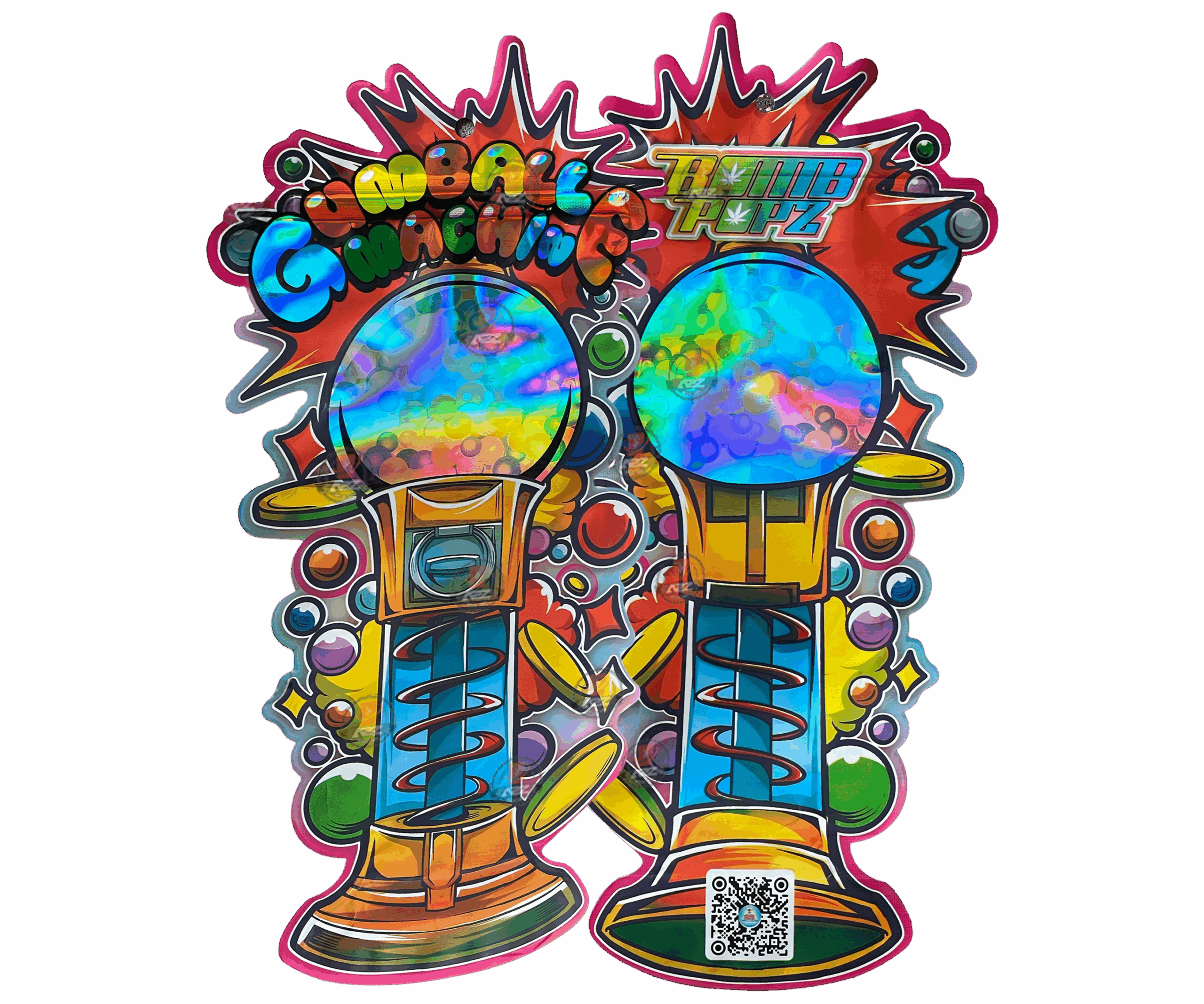Bomb Popz 3.5g – Possible 1 oz Mylar Bag Cut Out-Holographic Gumball Machin