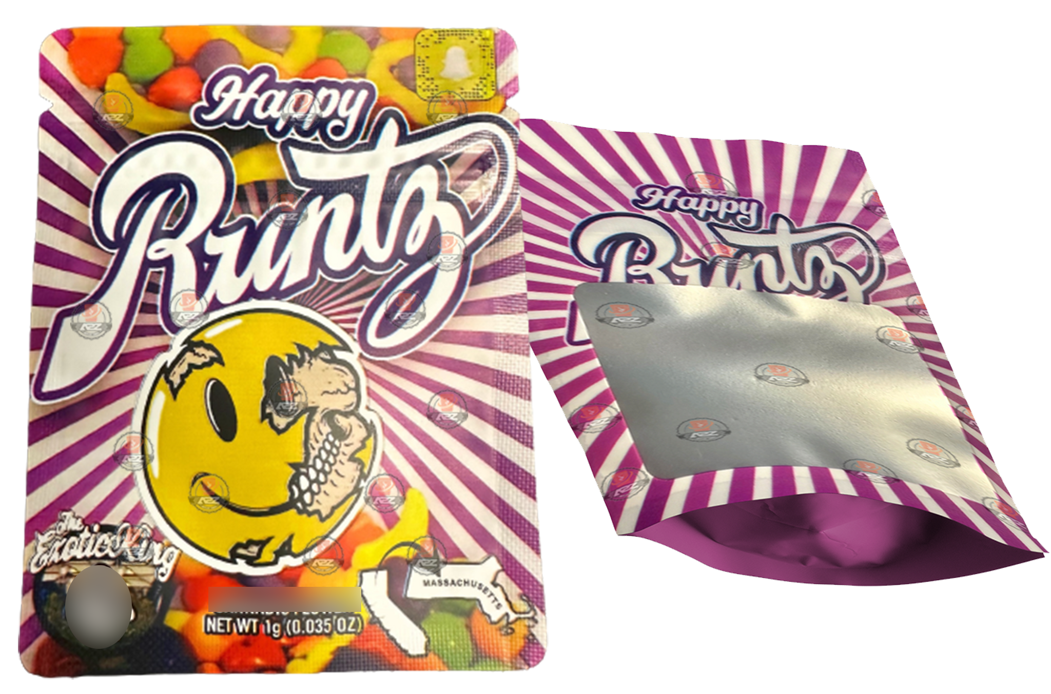 Happy Runtz 1 Gram Mylar bags with window – Packaging Only