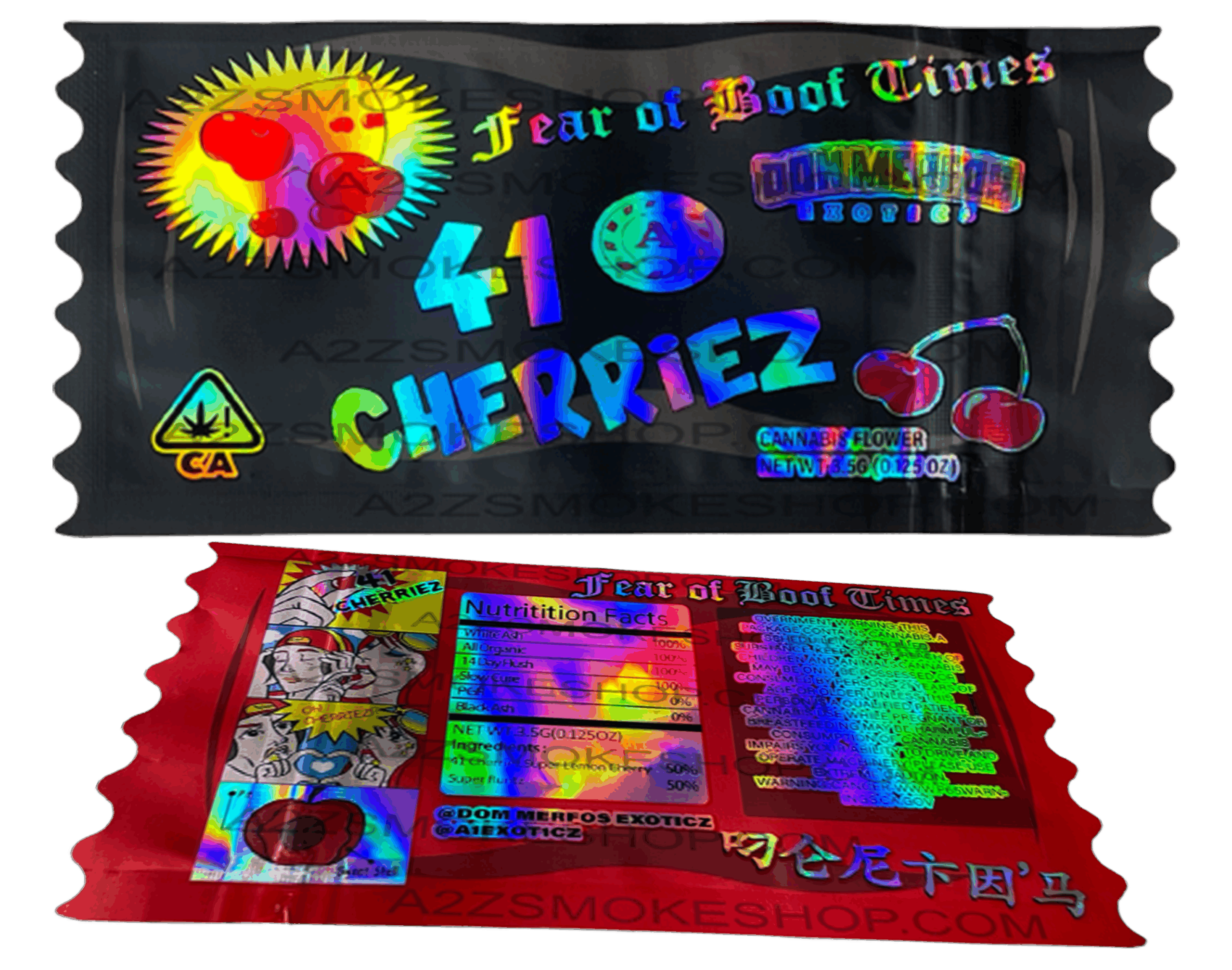 Don Merfos 41 Cherriez bag  3.5g Holographic Mylar bag Cherries Packaging Only -NEW