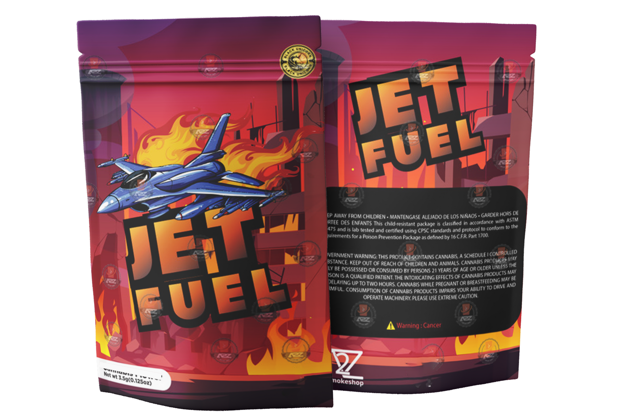 Black Unicorn-Jet Fuel Mylar bag 3.5g  For Flower