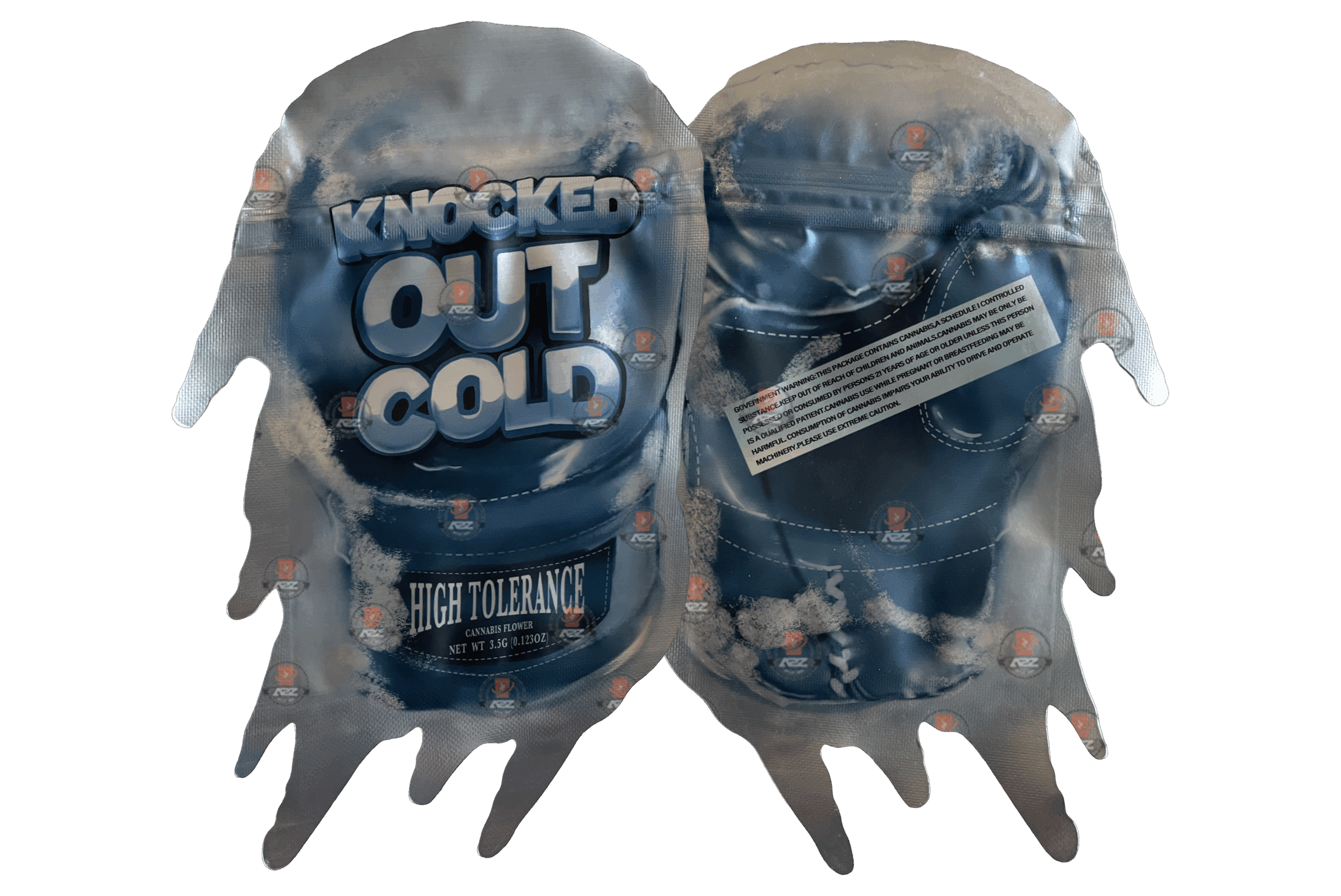 Knocked Out Cold 3.5g Mylar Bag Cut Out-Holographic