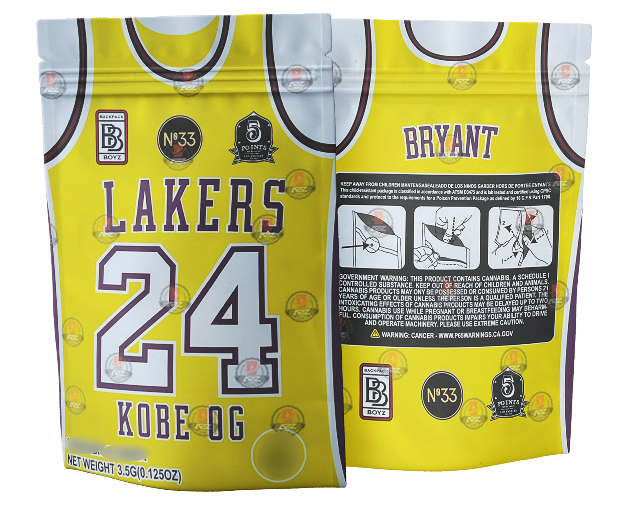 Backback Boyz Kobe Bryant #24 Lakers  Mylar bag 3.5g