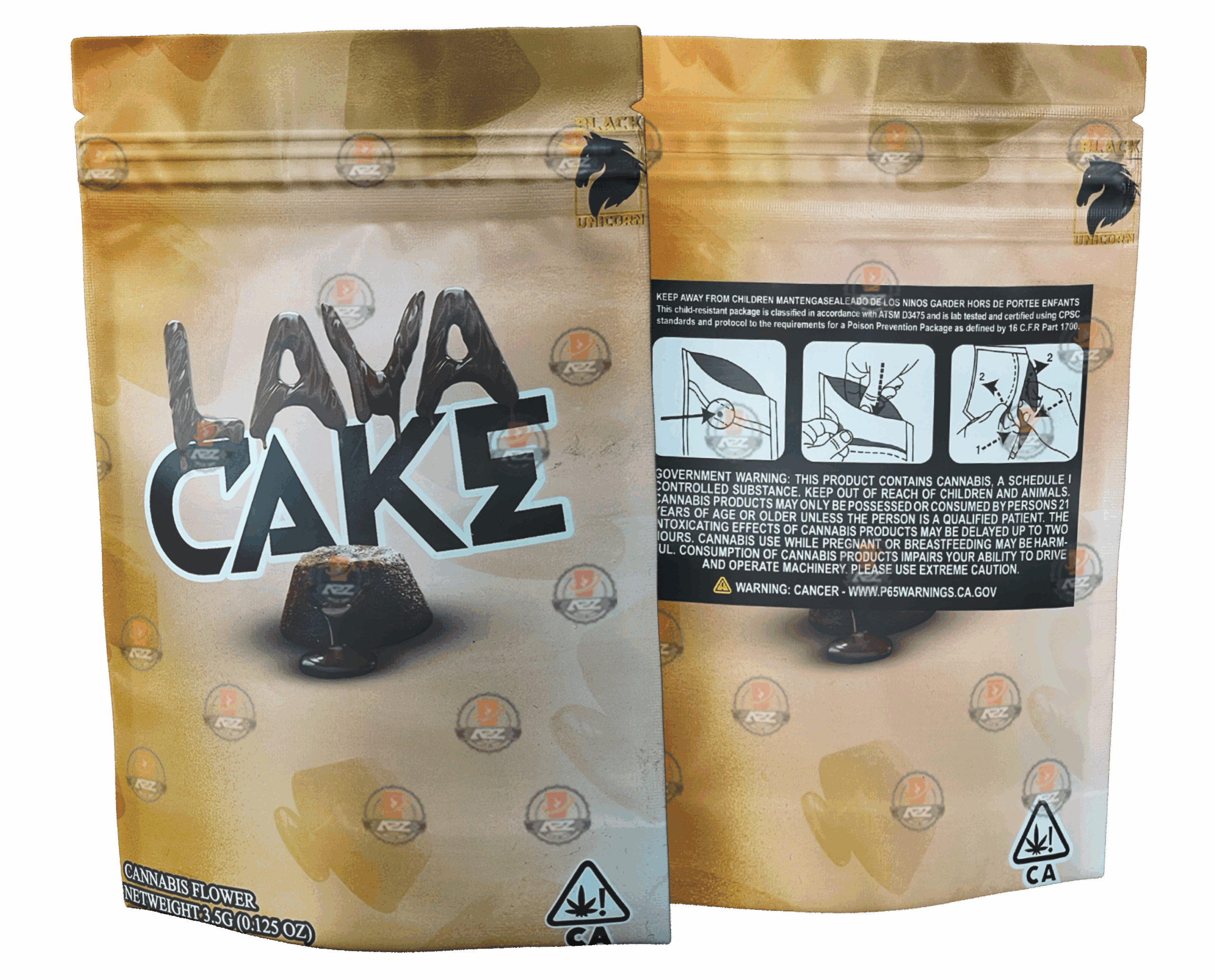 Black Unicorn -Lava Cake  Mylar bag 3.5g  For Flower
