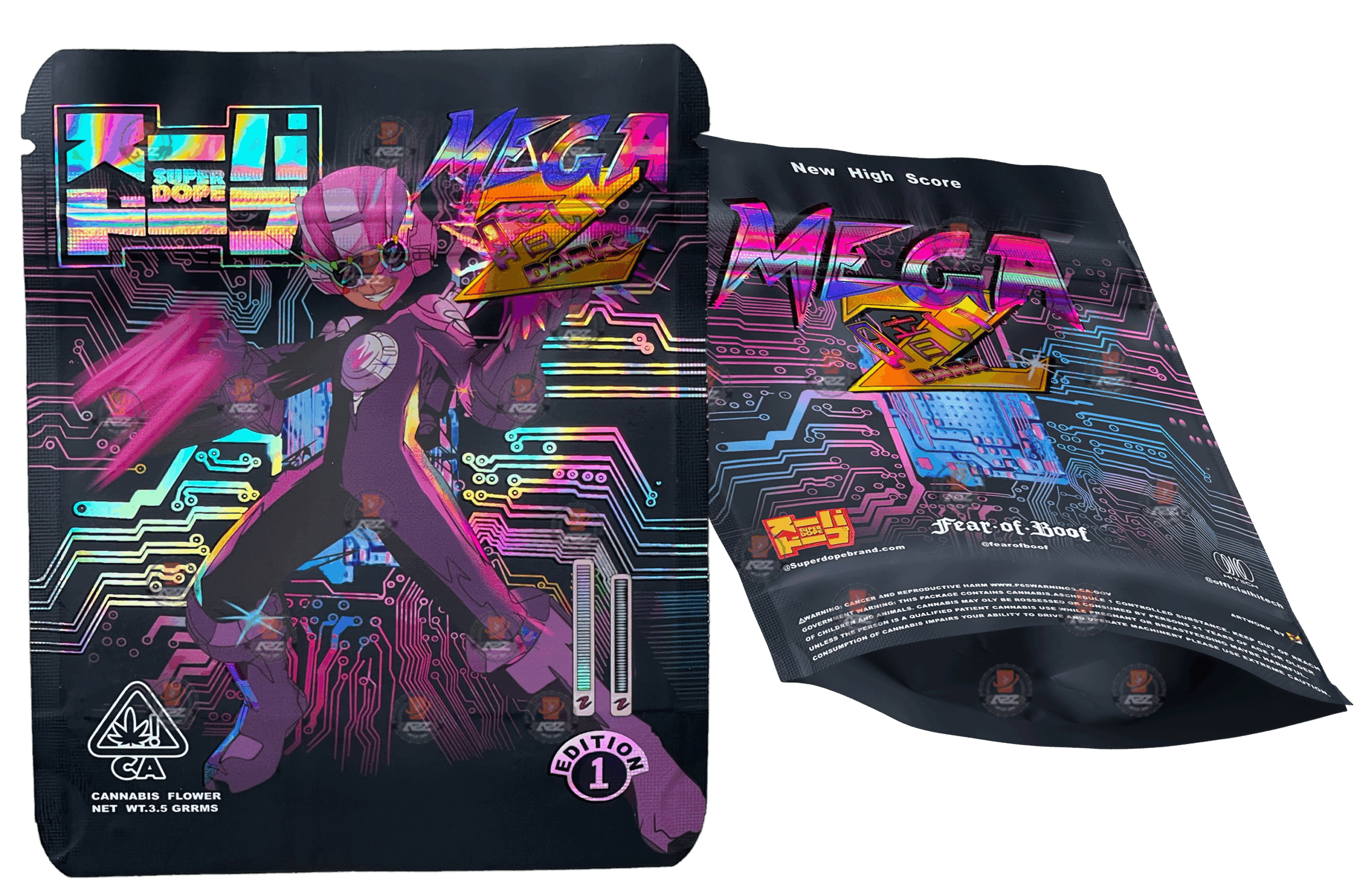 Mega Dark 3.5g Mylar Bag  Super Dope Holographic