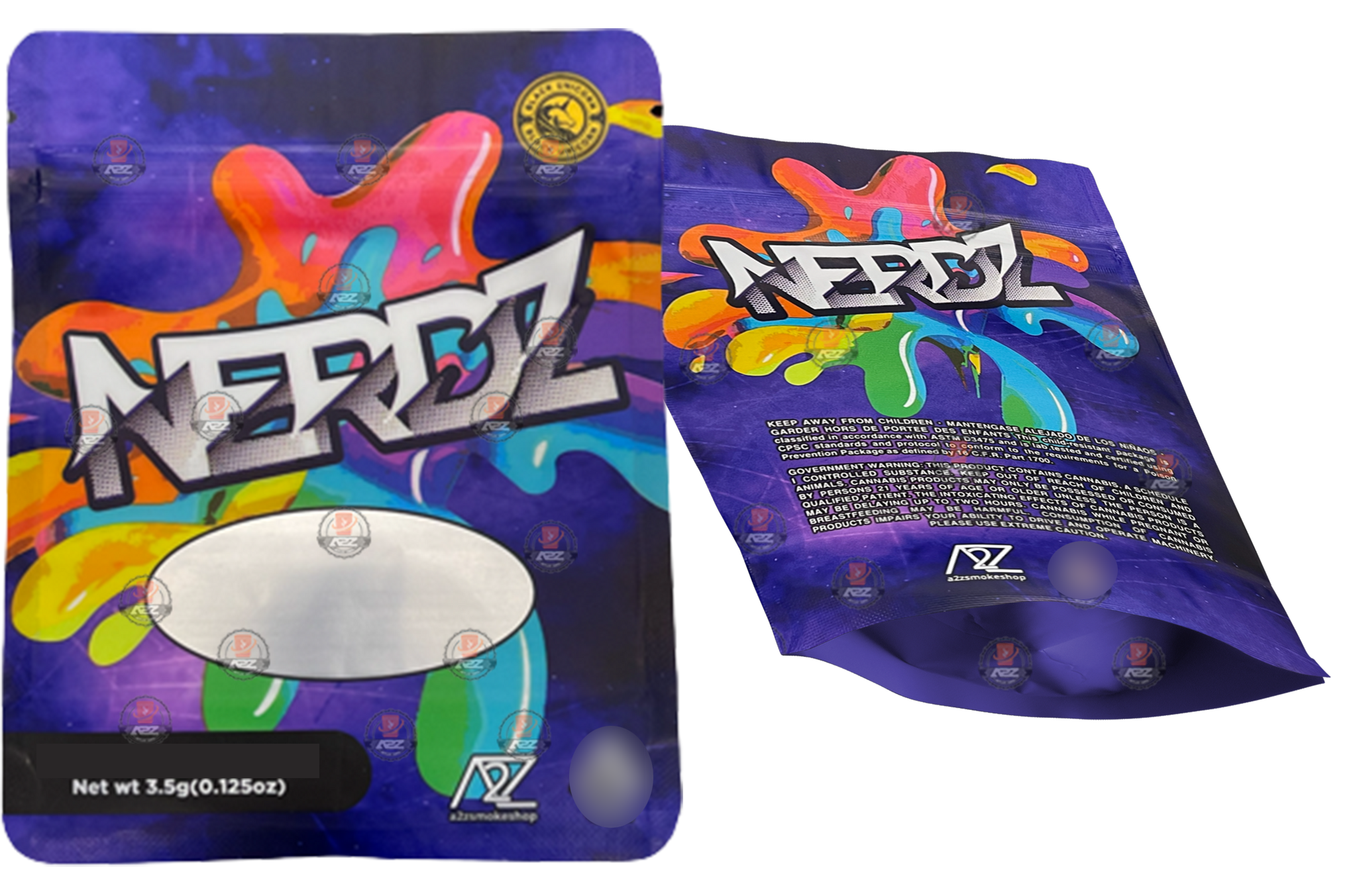 Black Unicorn  Nerdz Mylar bag 3.5g with window-  For Flower