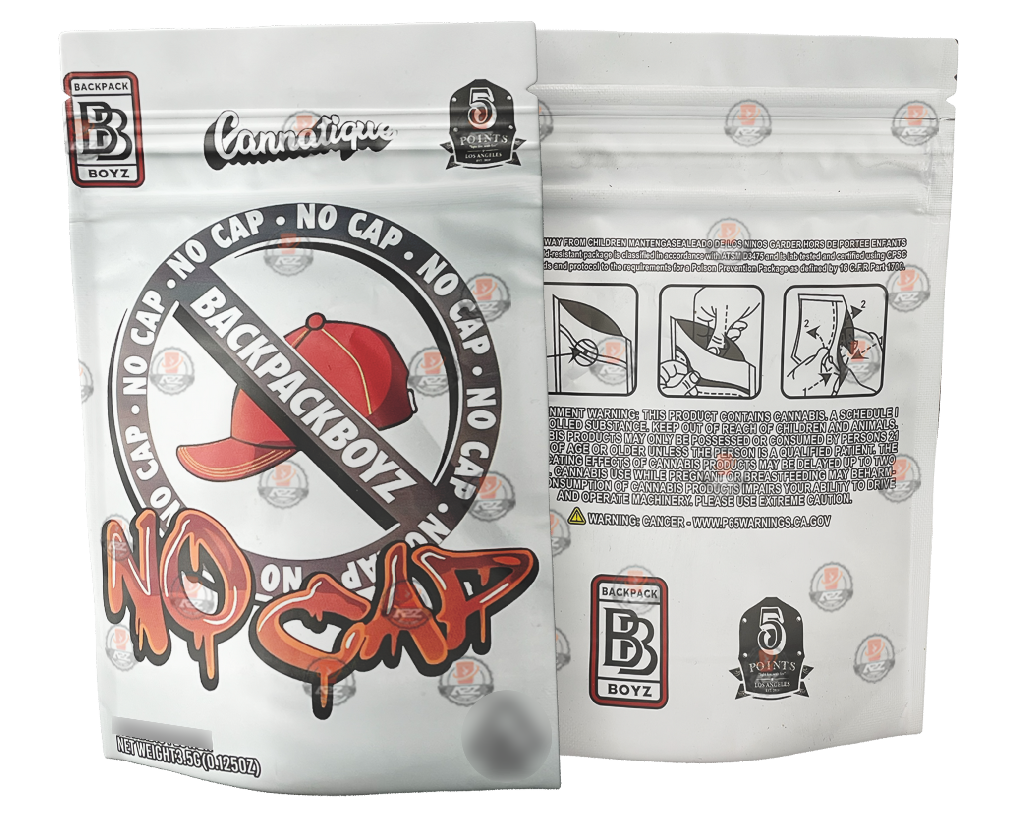 Backpack Boyz No Cap 3.5g  Child Resistant Mylar Bags