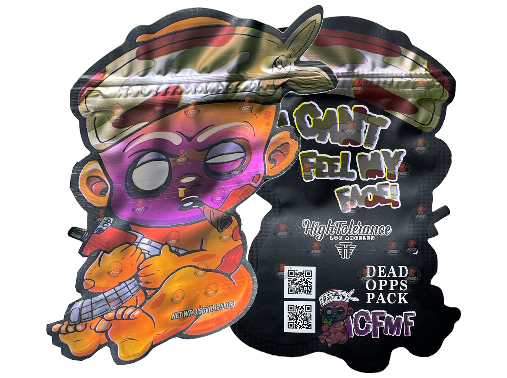 Dead Opps Pack Baby I Can’t Feel My  Face Cut Out Mylar Bags 3.5g High Tolerance