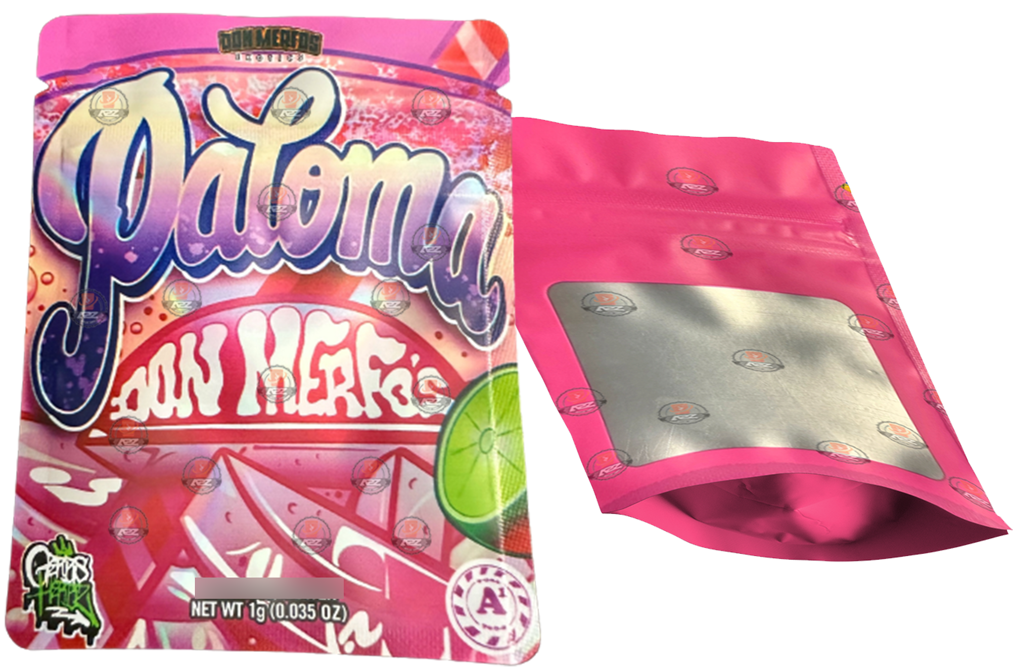 Don Merfos Paloma bag 1 Gram Mylar bags with window – Packaging Only