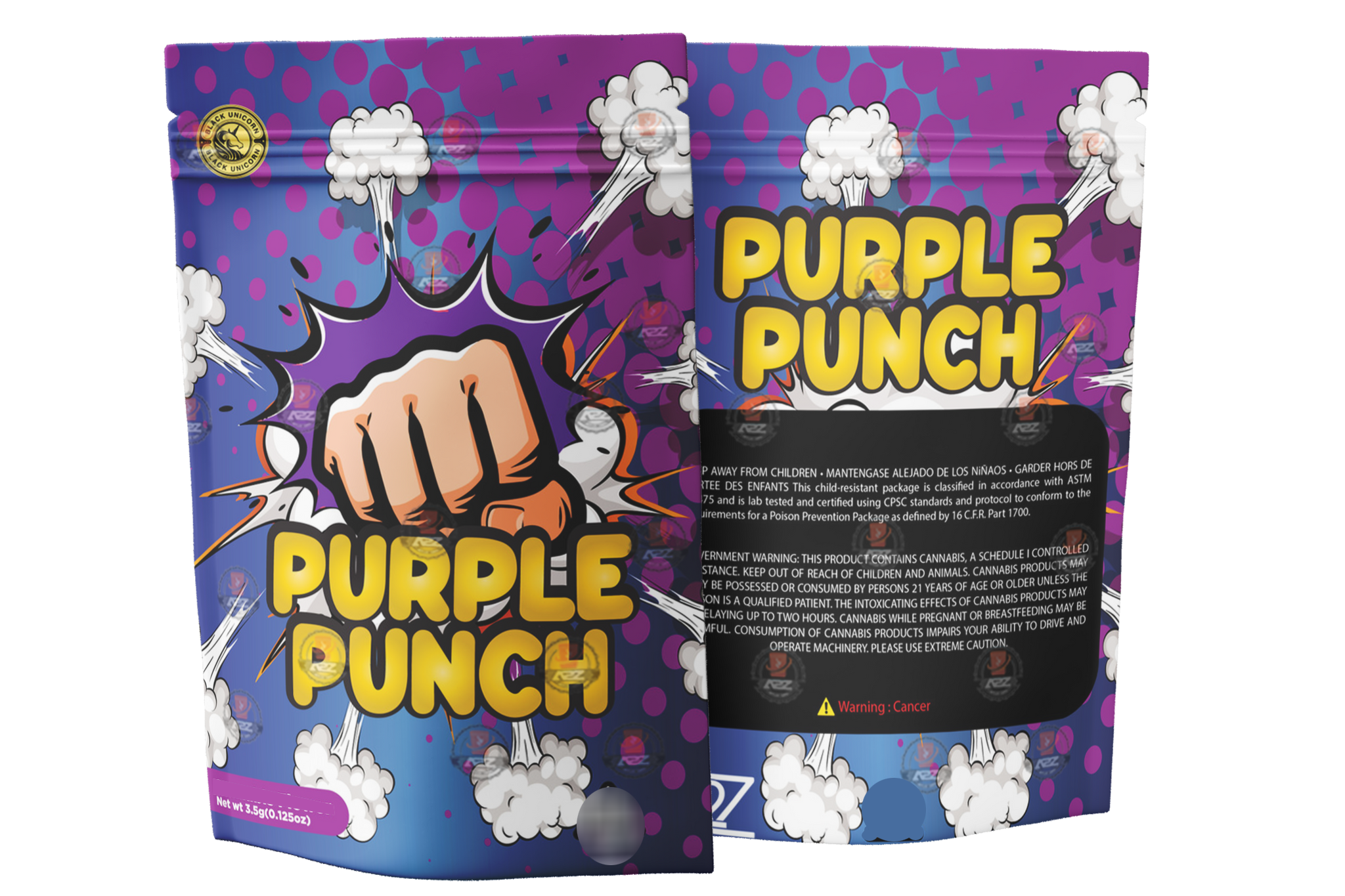 Black Unicorn – Purple Punch Mylar bag 3.5g  For Flower