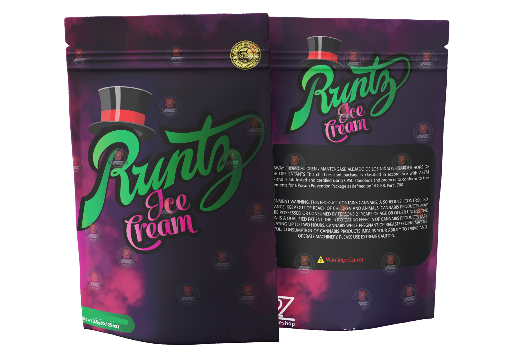 Black Unicorn – Runtz Ice Cream Mylar bag 3.5g  For Flower