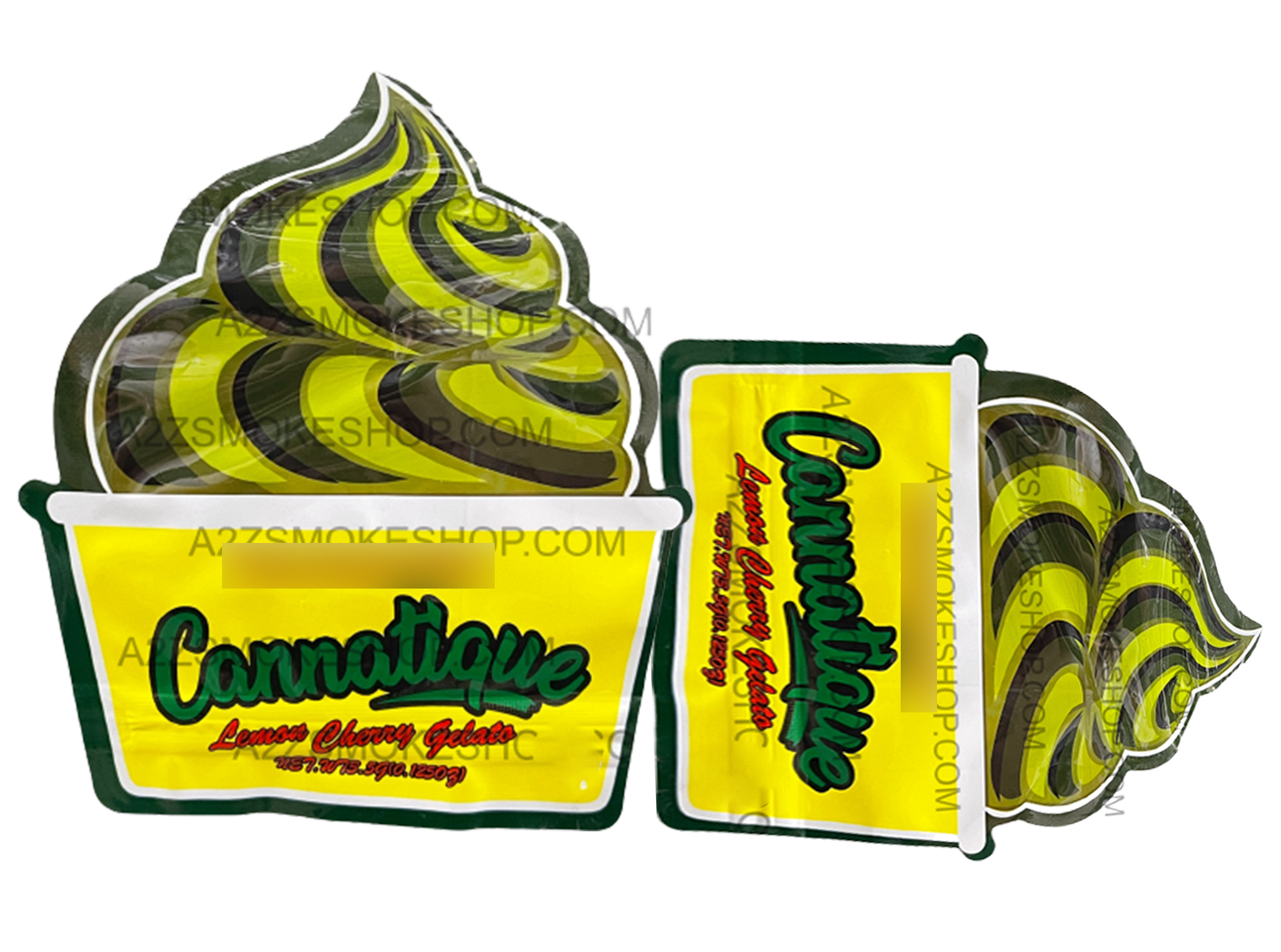 Cannatique Lemon Cherry Gelato Cut Out -Mylar bag 3.5g Smell Proof Airtight Mylar Bag- Packaging Only Die cut