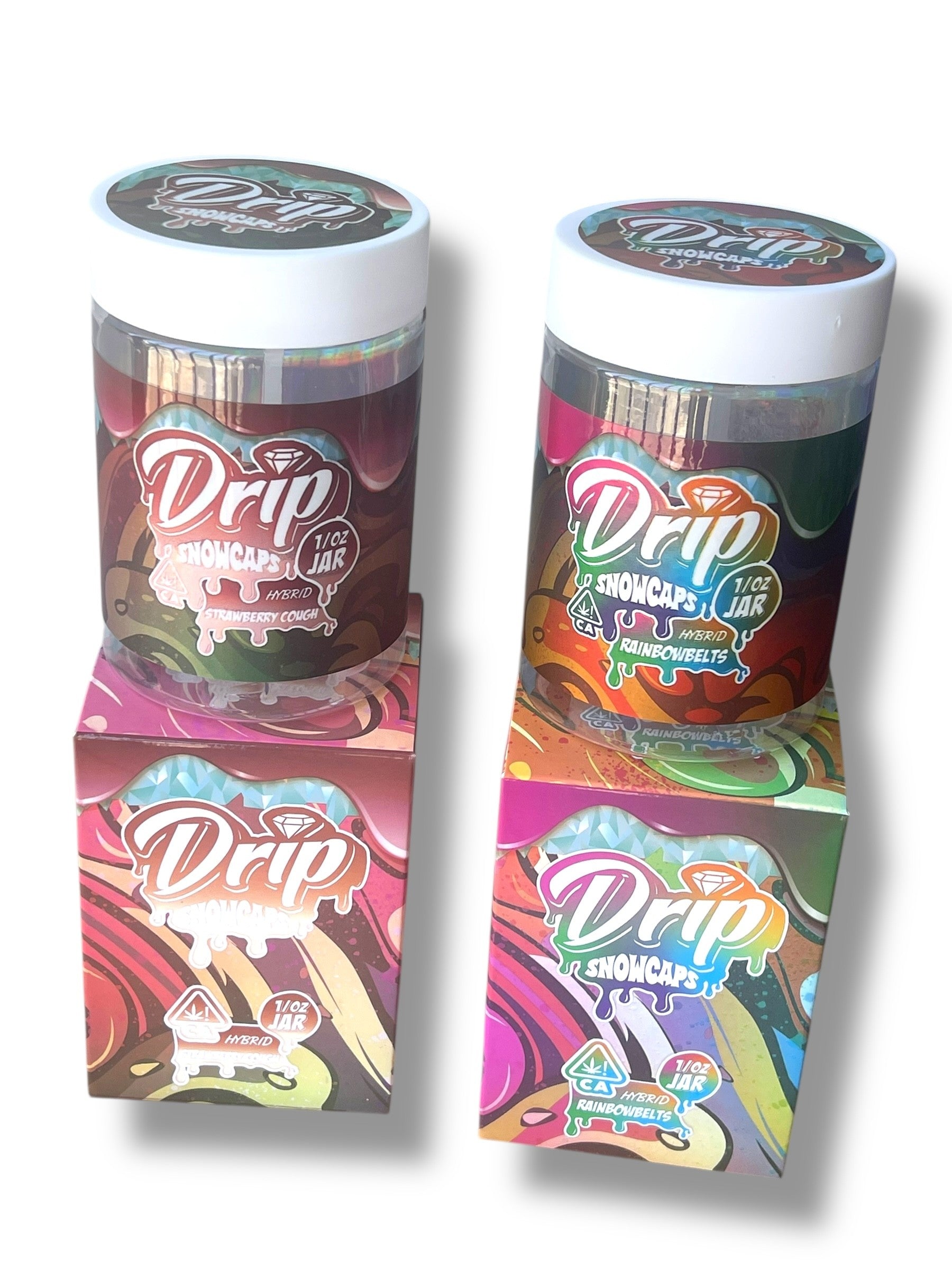 Drip Snowcaps  16-1oz Plastic Jars – Varity Pack 16 Flavors in box 1 pound with outer box Empty Jars