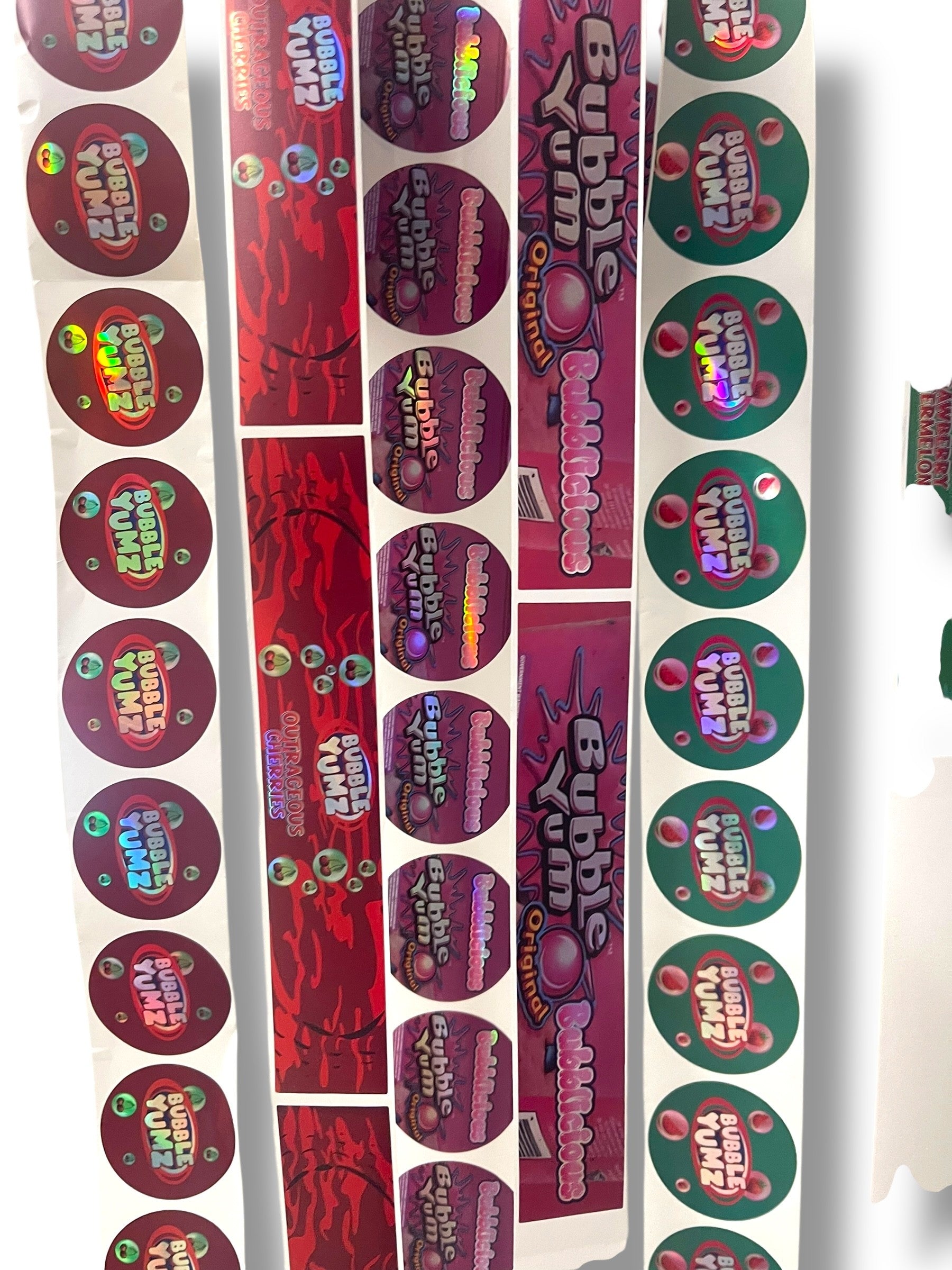 Bubble Yum Strawberry Watermelon  3.5g Glass Jars with Holographic Stickers