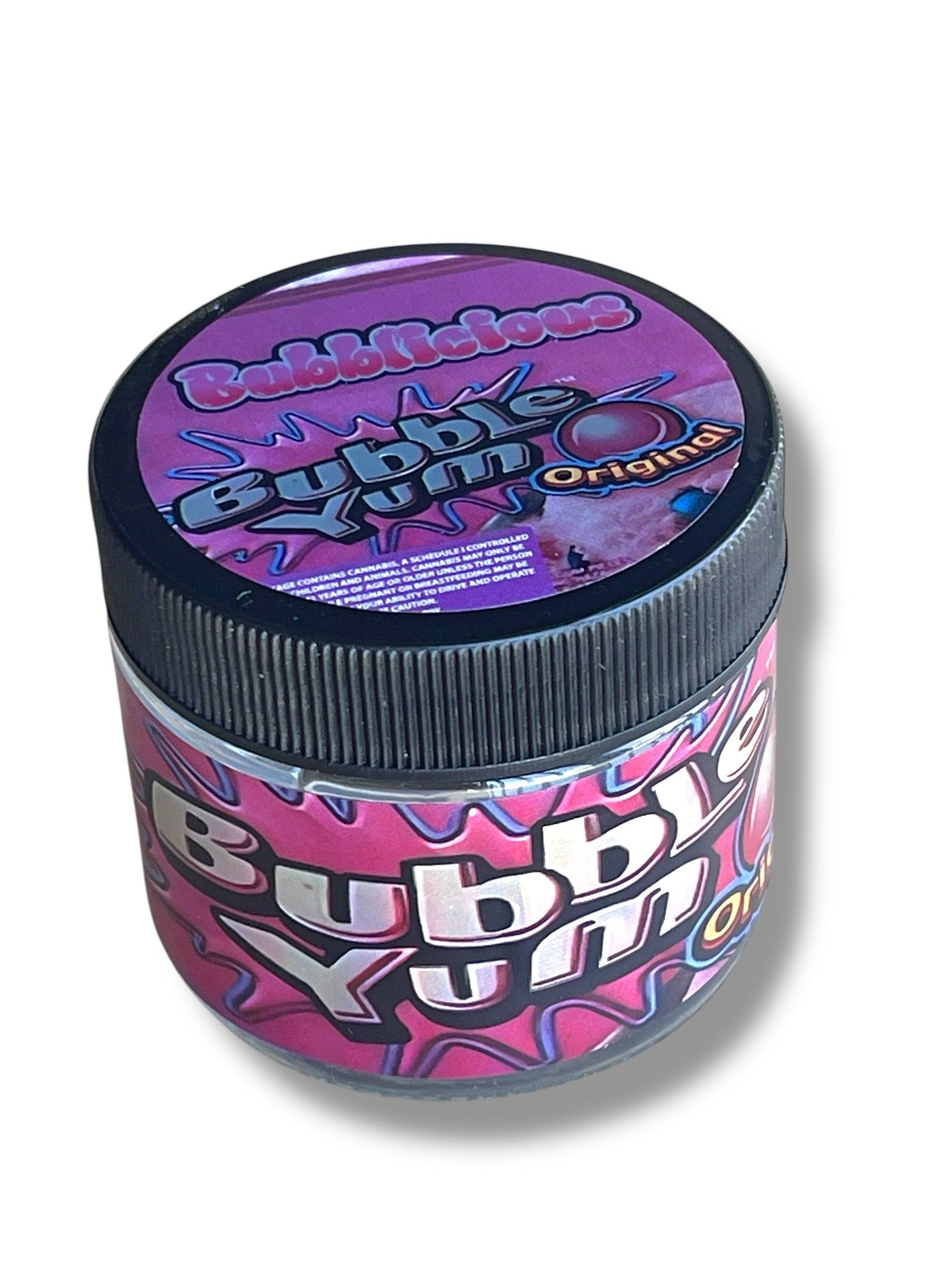 Bubble Yum 3.5g Glass Jars with Holographic Stickers