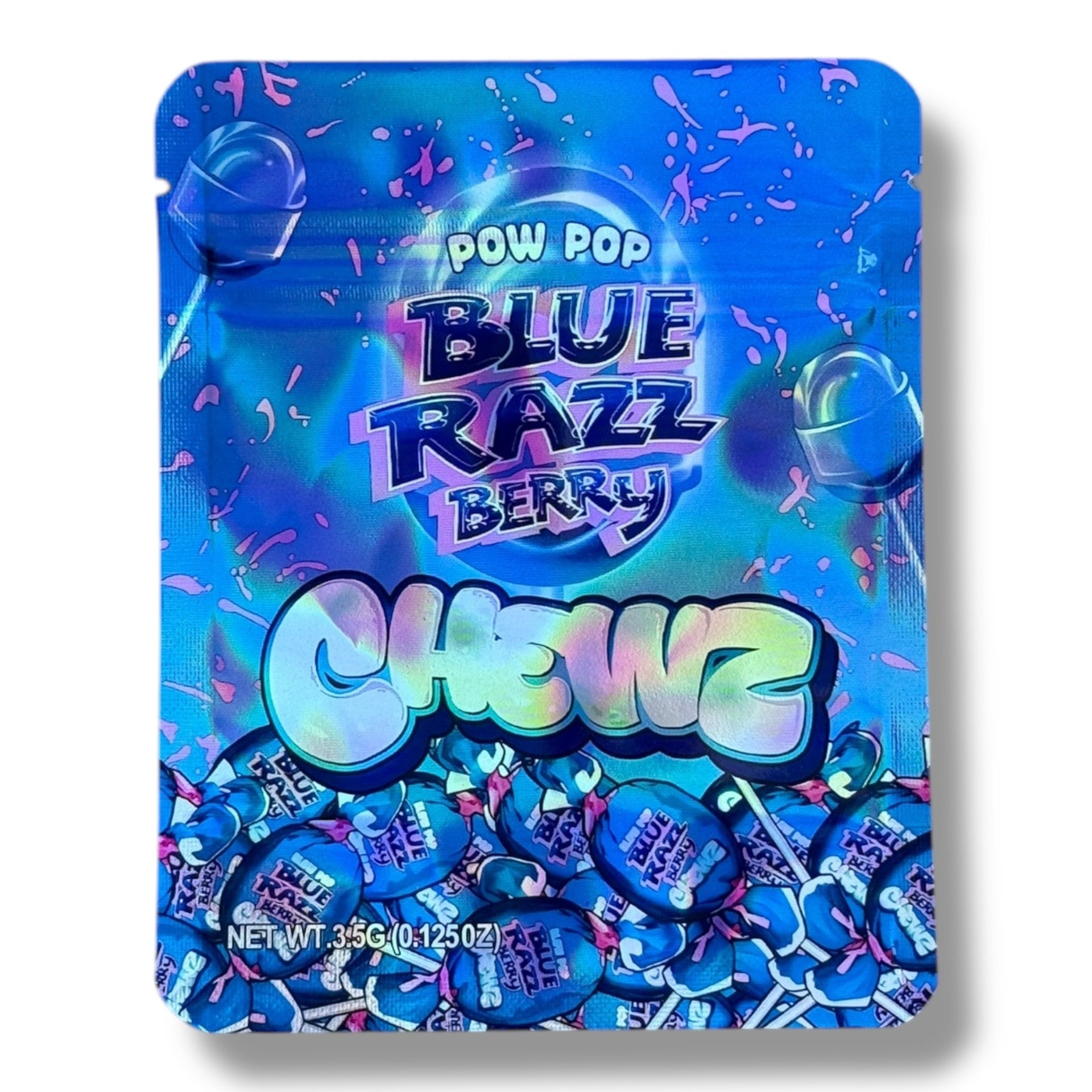 Chewz Blue Razz Berry Mylar Bag 3.5g POW POP
