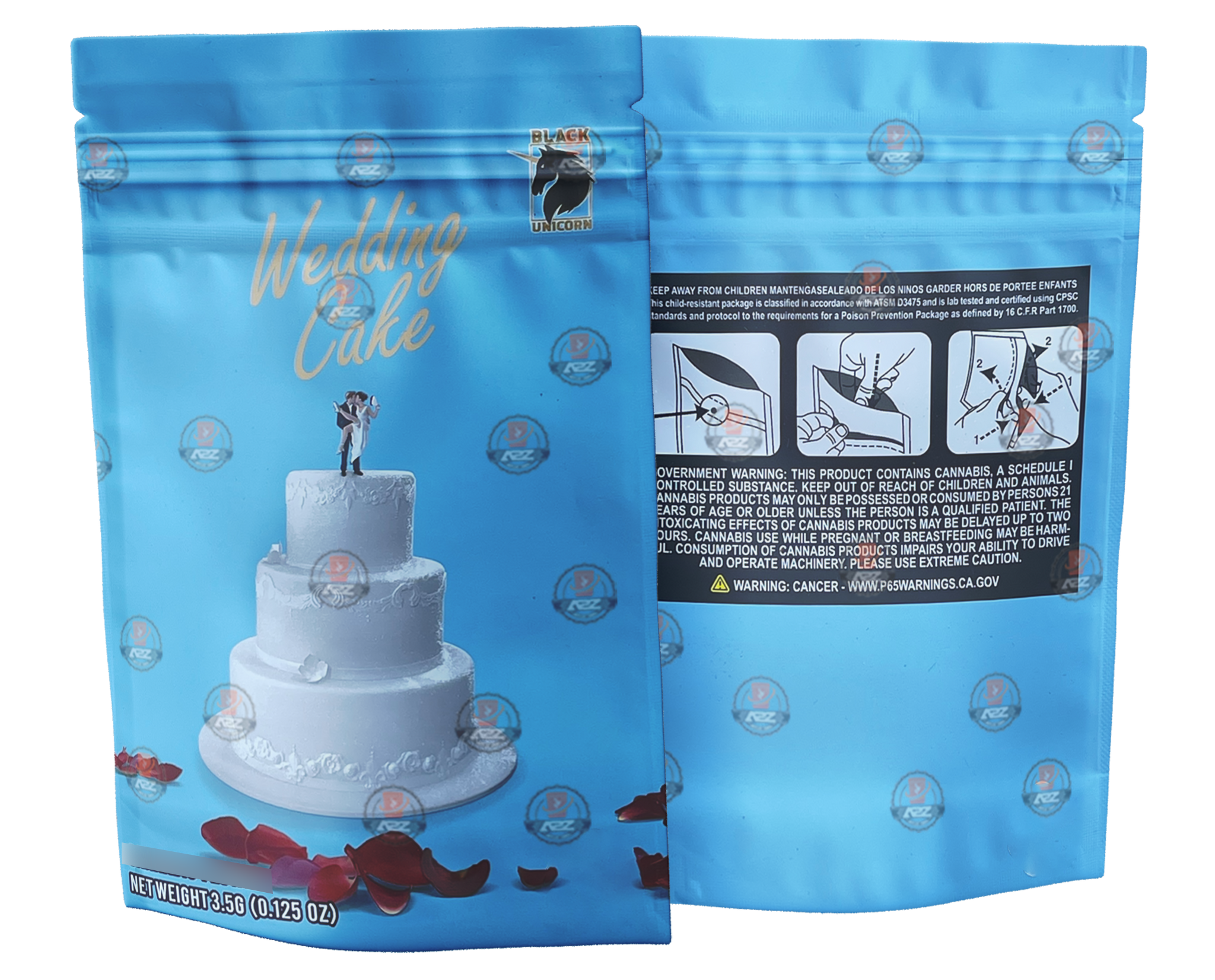 Black Unicorn -Wedding cake strain Mylar bag 3.5g  Flower