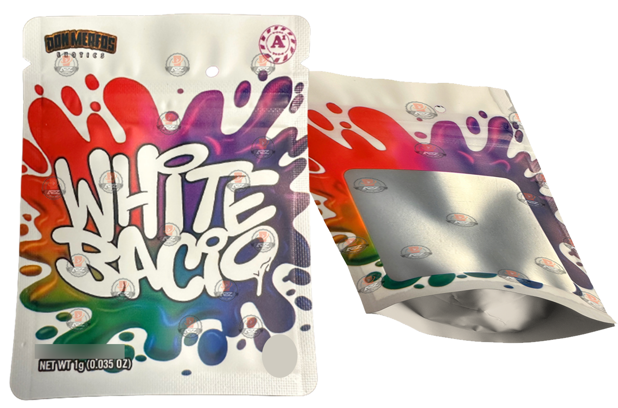 Don Merfos White Bacio bag 1 Gram Mylar bags with window – Packaging Only
